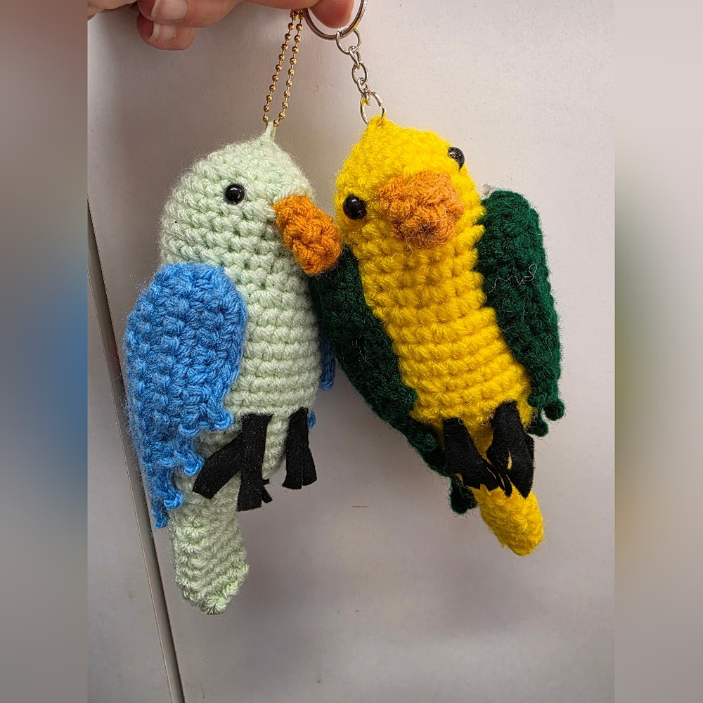 Handmade Crochet Hanging Parakeet